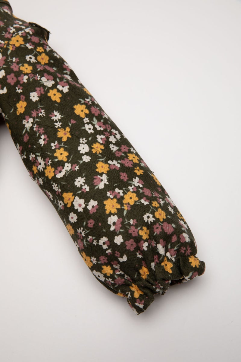 ديفاكتو فستان بيبي بناتي كم طويل منقوش بياقة مستديرة - Image 4